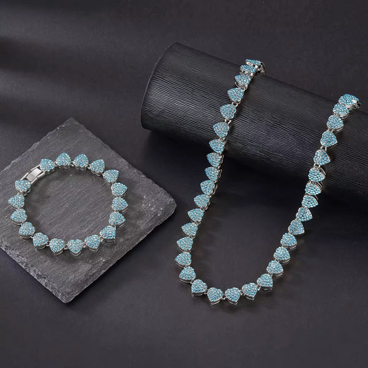 Blue Heart Necklace and Bracelet