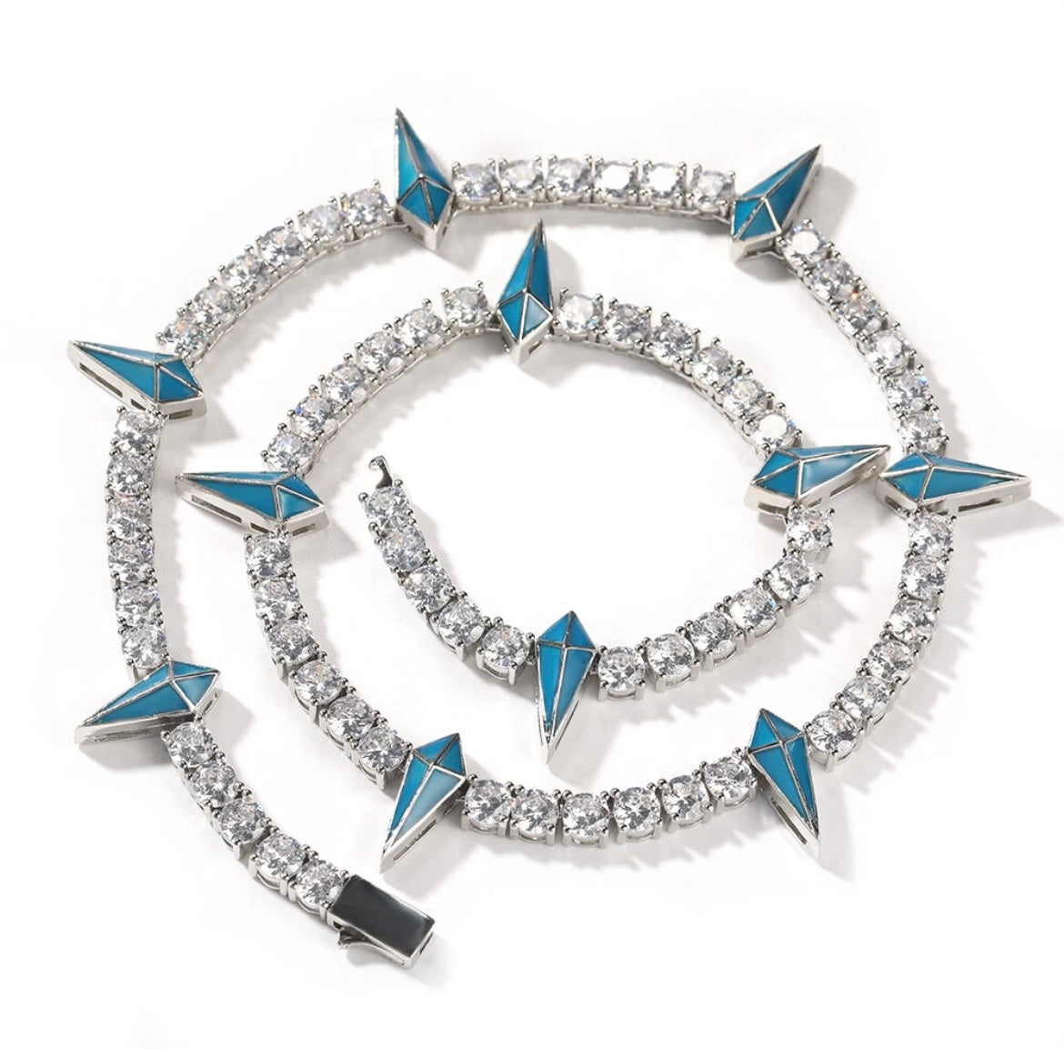 Tennis Chain with Blue Diamond Pendants Throughout